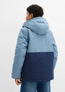 Vattert vinterjakke med colorblocking og hette, bonprix