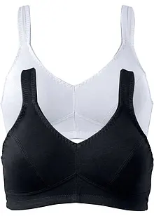 BH uten bøyle, med økologisk bomull (2-pack), bonprix
