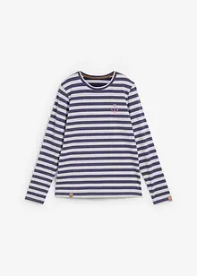 Stripet langermet topp med broderi, bonprix