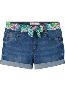 Stretch jeansshorts med belte, bonprix