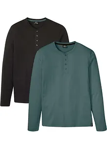 Henley-shirt med komfortsnitt (2-pack), bonprix