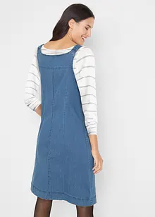Knelang kjole i bomullsdenim med seler, bonprix