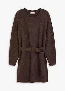 Kort strikkekjole med myk ullandel og belte, bonprix