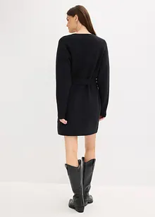 Kort strikkekjole med myk ullandel og belte, bonprix