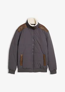 Vattert jakke med detaljer i imitert skinn, vannavvisende, bonprix