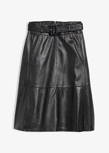 Skinnskjørt i lammenappa med belte (2-delt sett), bonprix