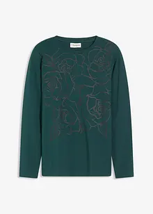 Langermet topp med rosetrykk, bonprix