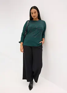 Langermet topp med rosetrykk, bonprix