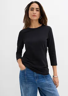 Topp med økologisk bomull og 3/4-lange ermer, bonprix