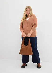 Cardigan i formstabil ribbestrikk, bonprix