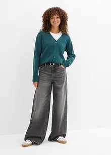 Cardigan i formstabil ribbestrikk, bonprix