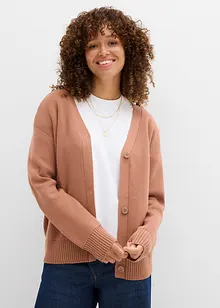 Cardigan i formstabil ribbestrikk, bonprix