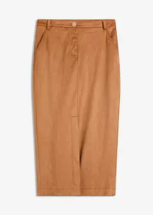 Blyantskjørt i imitert semsket skinn, bonprix