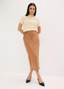 Blyantskjørt i imitert semsket skinn, bonprix