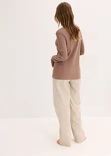 Loungewear-ribbetopp og vevd bukse, bonprix