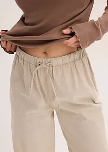 Loungewear-ribbetopp og vevd bukse, bonprix