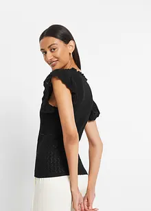 Strikket topp med hullmønster, bonprix