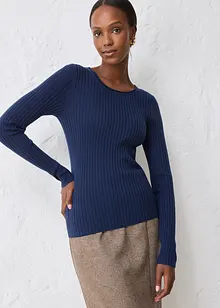 Ribbet genser av merinoull, bonprix