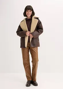 Bukse i imitert skinn med behagelig linning, bonprix