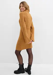 Kort, ribbestrikket kjole med rullekrage, bonprix