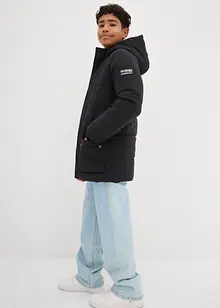 Vattert parkas med hette og sporty detaljer, bonprix