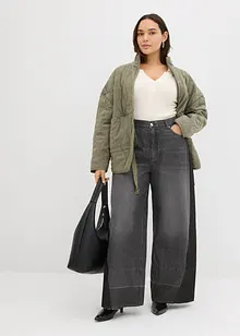 Wide Leg-Jeans High Waist med innfelling, bonprix