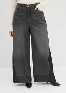 Wide Leg-Jeans High Waist med innfelling, bonprix
