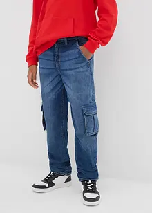 Loose Fit termo cargo-jeans med jerseyfôr, Straight, bonprix