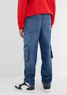 Loose Fit termo cargo-jeans med jerseyfôr, Straight, bonprix