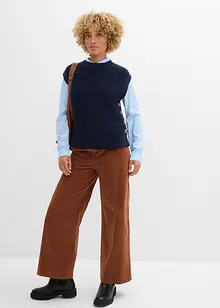 Kordfløyelsbukse med komfortlinning, High Waist, bonprix