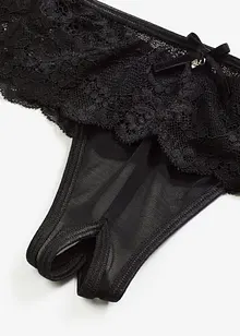 Korsett med strømpeholder +stringtruse ouvert (2-delt sett), bonprix