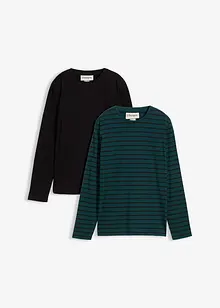 Langermet topp i 100% økologisk bomull (2-pack), bonprix