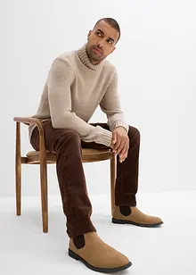 Regular Fit-kordfløyelsbukse med stretch i vasket stil, Straight, bonprix