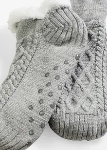 Myke sokker med flettemønster, pilefôr og antiskli-såle, bonprix