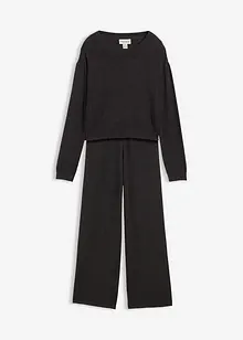 Finstrikket bukse og genser i myk viskose (2-delt sett), bonprix