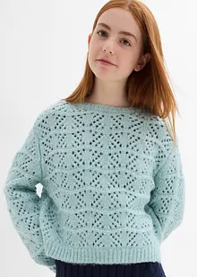 Grovstrikket genser med hullmønster, bonprix