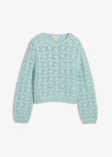 Grovstrikket genser med hullmønster, bonprix