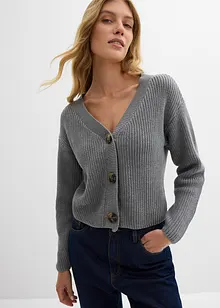 Grovstrikket cardigan i 100% bomull, bonprix