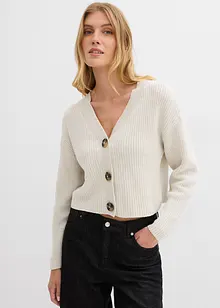 Grovstrikket cardigan i 100% bomull, bonprix