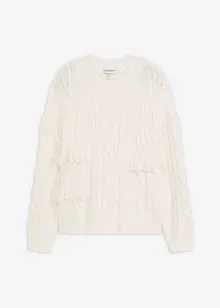 Oversized genser med frynser, bonprix