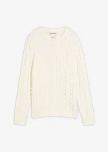 Kabelstrikket genser i resirkulerbar, økologisk bomull, bonprix