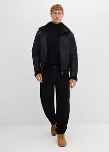 Finstrikket pologenser med utsøkt merinoull, Slim Fit, bonprix