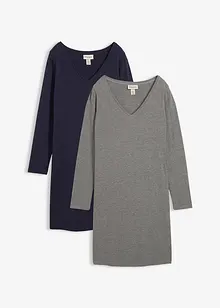 Jerseykjole med V-hals (2-pack), bonprix