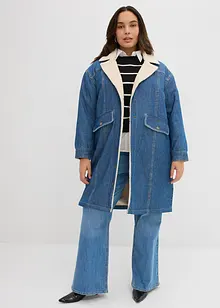 Denim-vinterkåpe, varmt fôret med teddy, bonprix