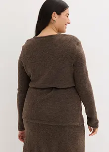 Strikket topp med ull og knytebånd i imitert skinn, bonprix