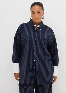 Skjorte i viskosemiks med pinstripes, bonprix