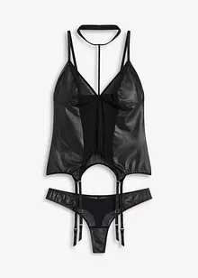 Korsett med strømpeholder + stringtruse (2-delt sett), bonprix