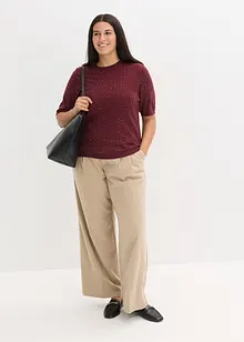 Finstrikket, kortermet genser med strass, bonprix