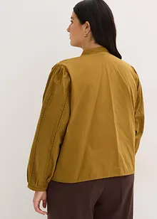 Bluse i bomull med blondedetaljer, bonprix