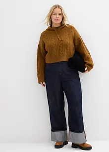 Grovstrikket genser med hette, bonprix